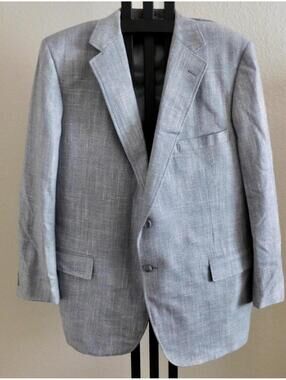 Tom Jones Vintage 1980s Bespoke Wool Sport Coat Blazer Gray Flecked Size 52R